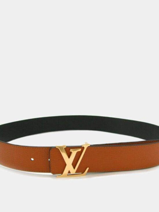 Louis Vuitton Black and Brown Reversible Belt with Gold Buckle Size main image 4